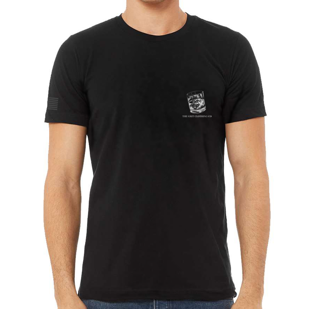 Grit Clothing Co "Half full whiskey glass" Short Sleeve T-Shirt