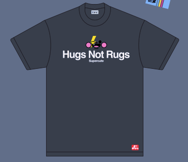 Supercute Sample “Hugs not Rugs” Kids Fashion Unisex T-Shirt Black