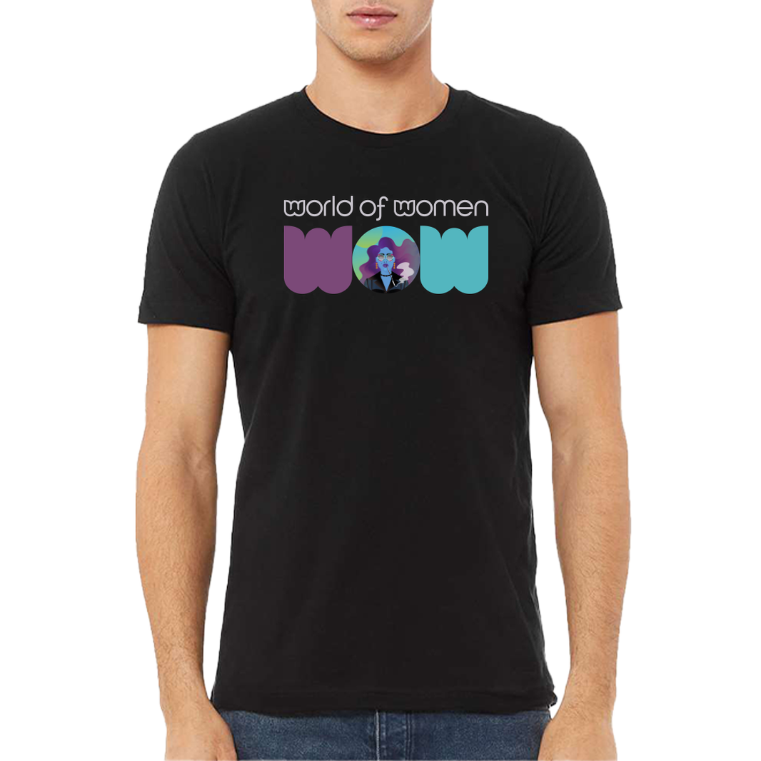 wow x merchadise tradeshow 10/22 DTF Black tee